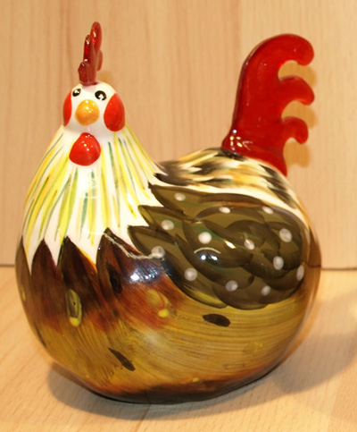 Poule en céramique moyen modèle peinte à la main